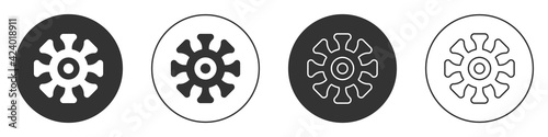 Black Bacteria icon isolated on white background. Bacteria and germs, microorganism disease causing, cell cancer, microbe, virus, fungi. Circle button. Vector
