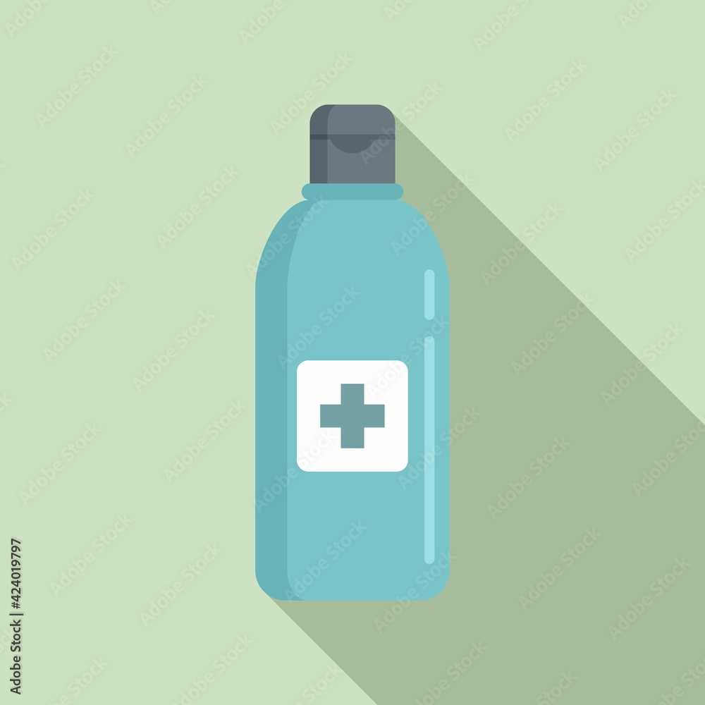 Antiseptic bottle icon, flat style Antiseptic bottle icon, flat style