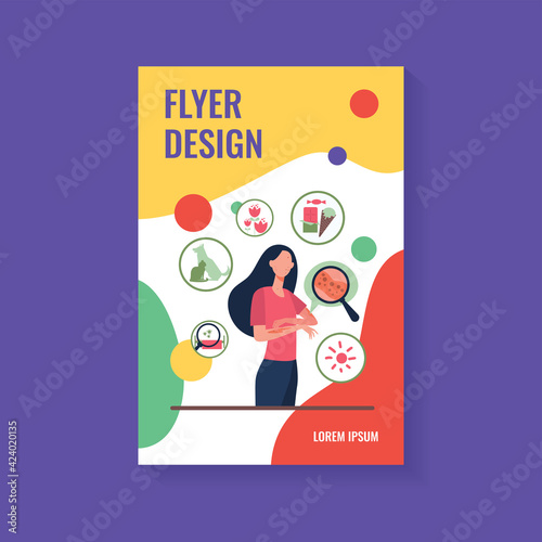 Faceless sad woman suffering from allergy isolated flat vector illustration. Cartoon female character scratching skin with strong eczema. Disease and itching concept
