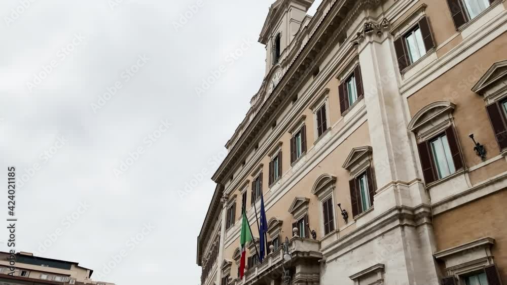 the facade of the Montecitorio palace in Rome. the facade of the Montecitorio palace in Rome.
