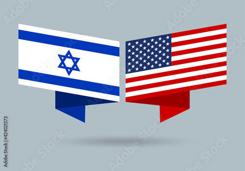 Israel and USA flags. American and Israeli national symbols. Vector illustration.