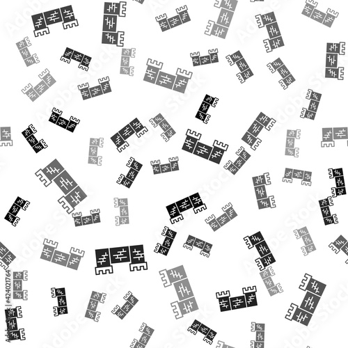 Black Great wall of China icon isolated seamless pattern on white background. Vector