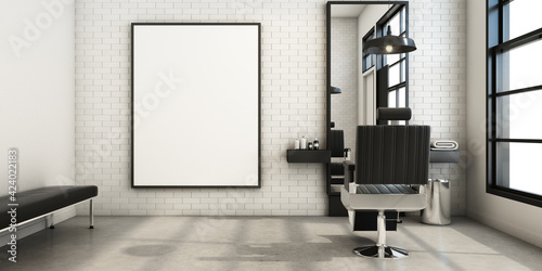 Barber shop Modern and Loft design - 3D render