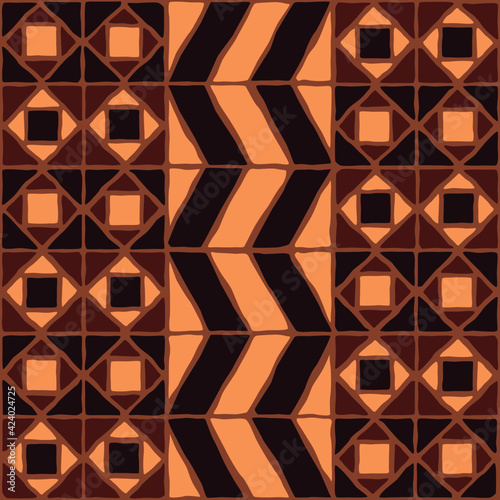 Brown vintage mosaic pattern. Seamless antique ceramic tile