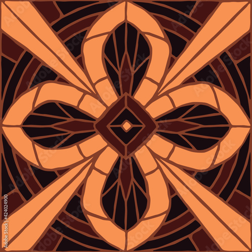 Brown vintage mosaic pattern. Seamless antique ceramic tile