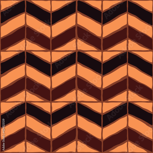 Brown vintage mosaic pattern. Seamless antique ceramic tile