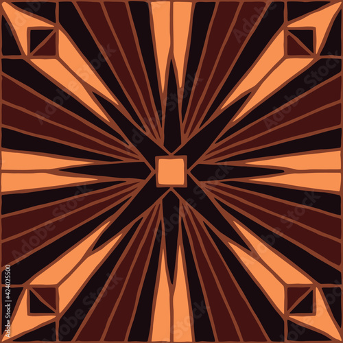 Brown vintage mosaic pattern. Seamless antique ceramic tile