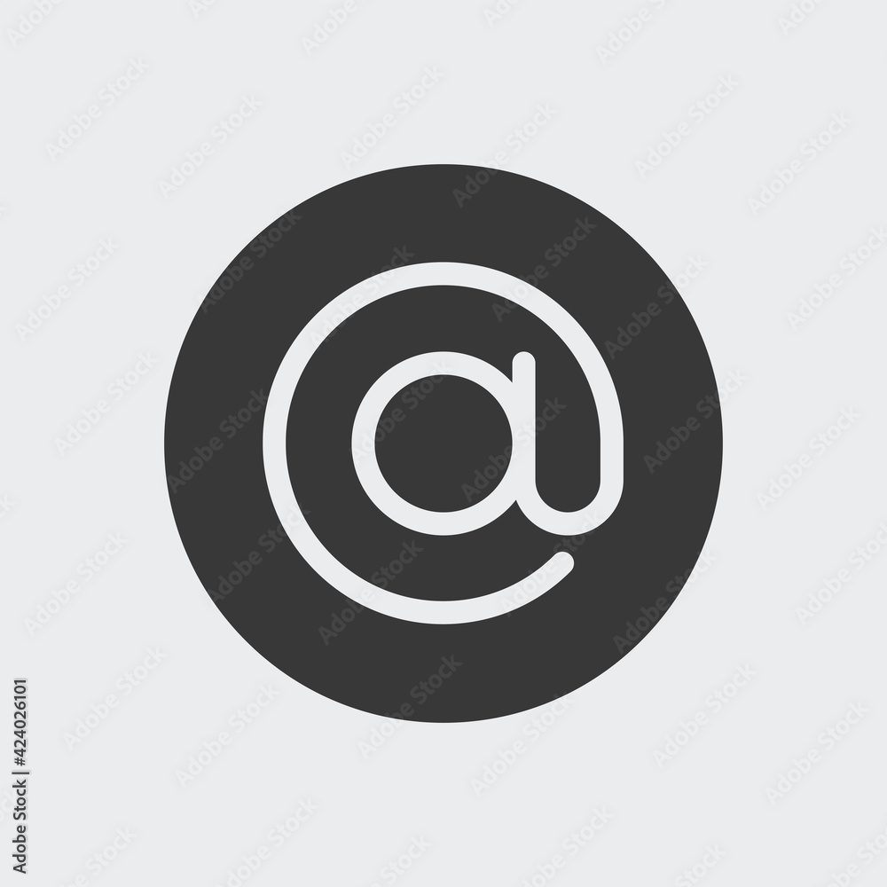 At sign icon isolated on background. Email symbol modern, simple, vector, icon for website design, mobile app, ui. Vector Illustration At sign icon isolated on background. Email symbol modern, simple, vector, icon for website design, mobile app, ui. Vector Illustration