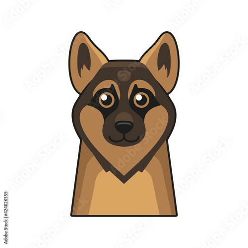 Cute Dog Face Icon. Cartoon Style on White Background Vector photo