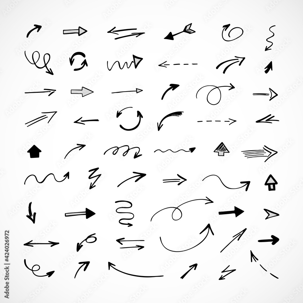 Vector set of hand-drawn arrows, elements for presentation Vector set of hand-drawn arrows, elements for presentation