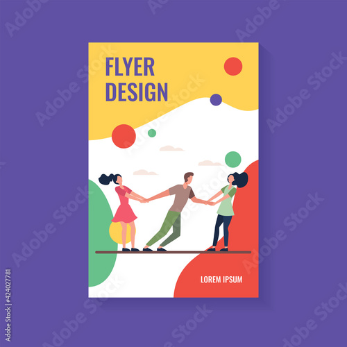 Women competing for boyfriend. Girls pulling on guy arms flat vector illustration. Competition, love, envy concept for banner, website design or landing web page