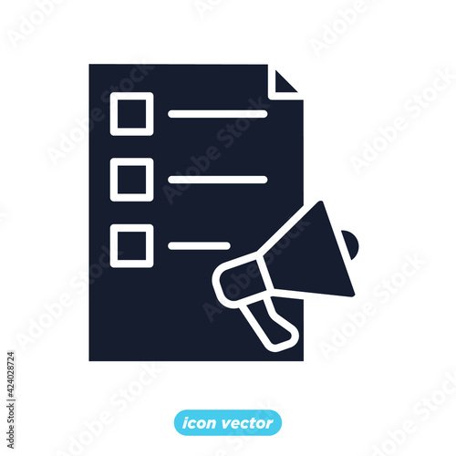 clipboard and megaphone promotion icon. promotion business symbol template for graphic and web design collection logo vector illustration