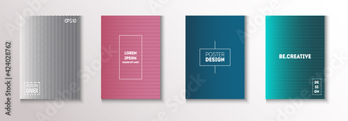 Folded Minimal Cover Vector Set. Cool Technology Background. 80s