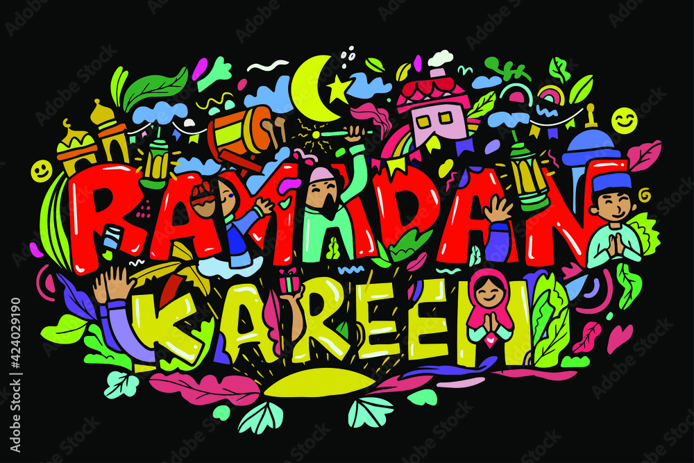  Ramadan illustration Festive Greeting With Handrawn style Vector Illustration For The Celebration Of Month Ramadan
