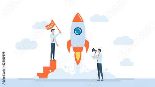 Start up launch, Start up venture, entrepreneurship concept. Vector isolated concept creative illustration. Startup new business project. Development process. Innovation product, creative idea.