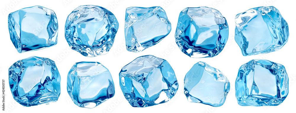 Ice cubes isolated on white background