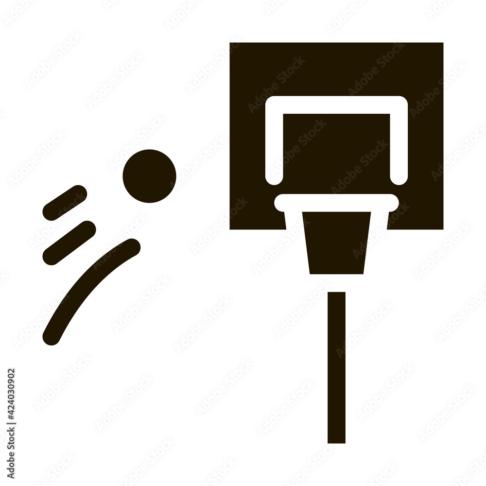 basketball hoop and flying ball glyph icon vector. basketball hoop and flying ball sign. isolated symbol illustration basketball hoop and flying ball glyph icon vector. basketball hoop and flying ball sign. isolated symbol illustration