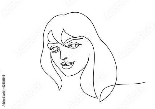 Abstract beautiful woman face on white background.