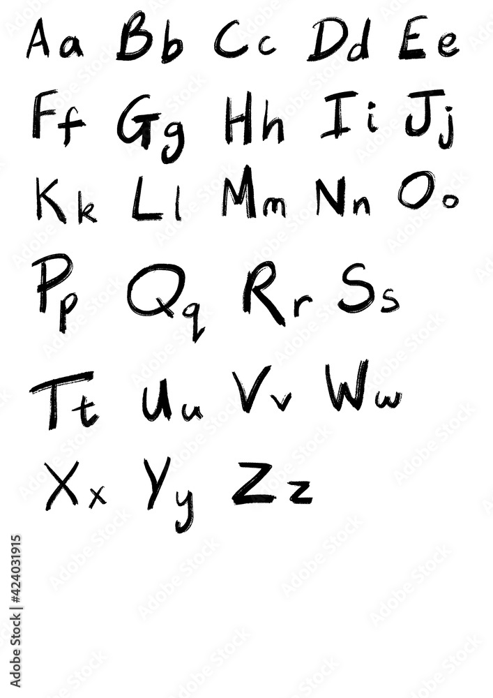 Hand drawn alphabet font on white, hand writing, hand written, natural, ABC Hand drawn alphabet font on white, hand writing, hand written, natural, ABC