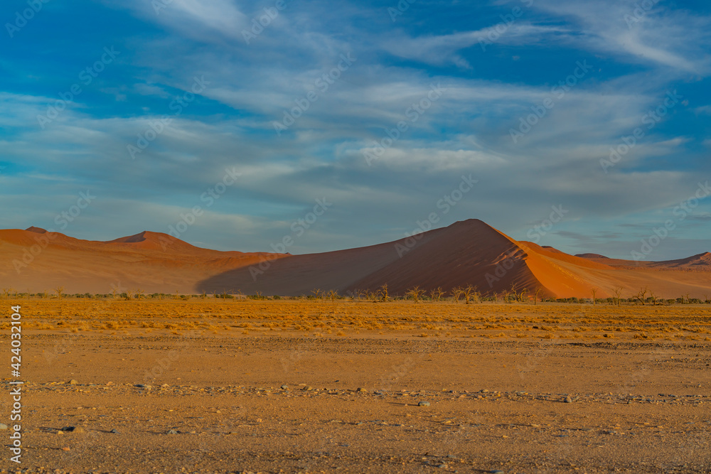 Dunes of Namib Desert at Sossusvlei in the morning time, Namibia.