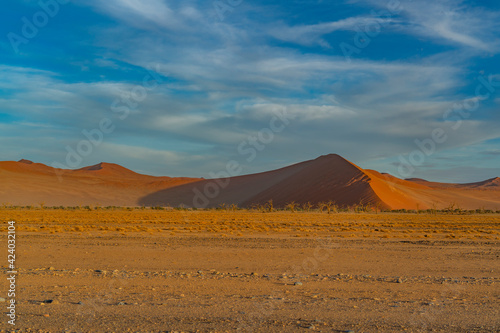 Dunes of Namib Desert at Sossusvlei in the morning time, Namibia.