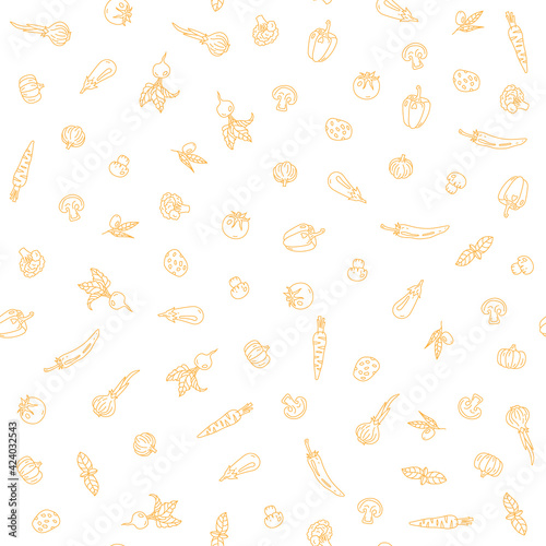 Seamless outline pattern with vegetables photo
