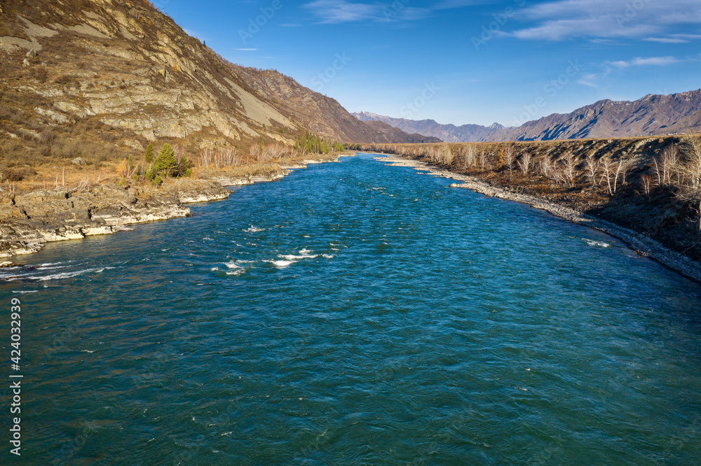 Naklejka premium Altai mountains in autumn. Katun river.