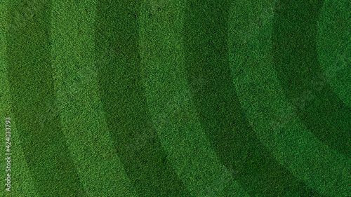 Green grass texture background. A perfectly manicured Sports field / Pitch / Garden Lawn wallpaper with circular stripes.