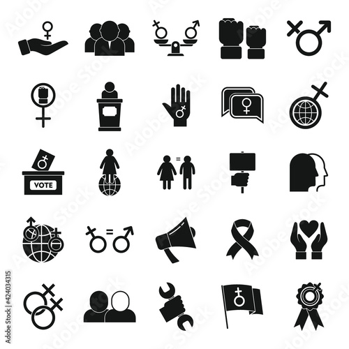 Empowerment icons set, simple style