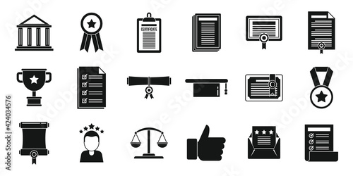 City attestation service icons set, simple style