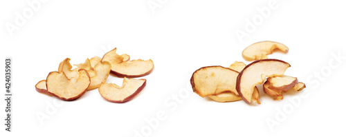 Dried sliced apples, fruit isolated on white background