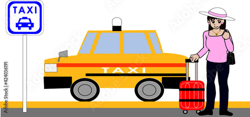 タクシーを利用する女性 © brancos