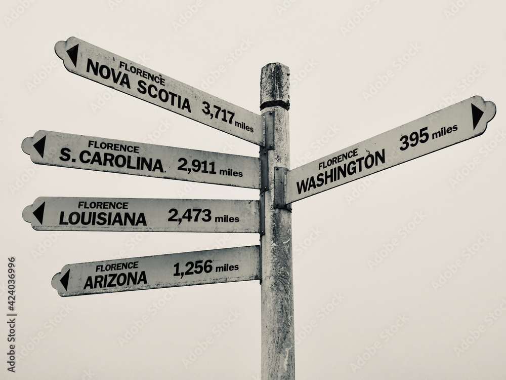 Fototapeta premium Directions Sign from Florence California