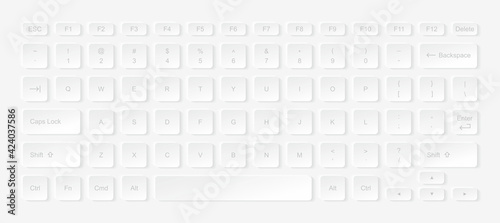 Laptop keyboard computer. Keypad alphabet buttons. Flat Style