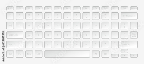 Laptop keyboard computer. Keypad alphabet buttons. Flat Style