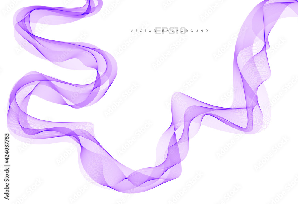 Wave vector element with abstract purple lines for website, banner and brochure, Curve flow motion illustration, Transparent vector lines, Creative background design.