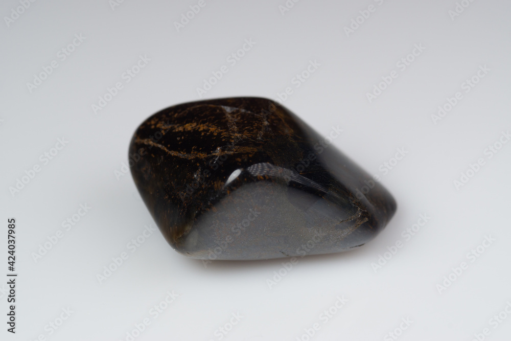 Natural gem tiger's eye on a white background