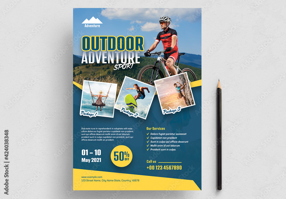 Outdoor Adventure Flyer Layout Stock Template Adobe Stock