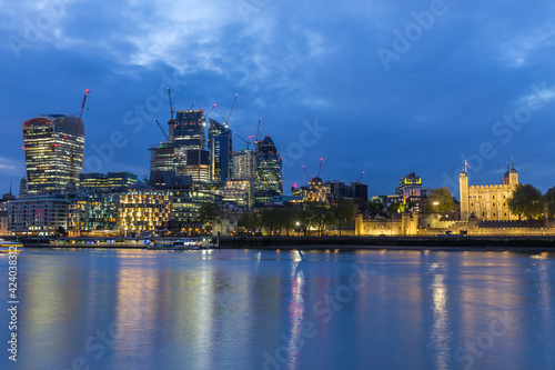 Panorama of London over the Thames at night