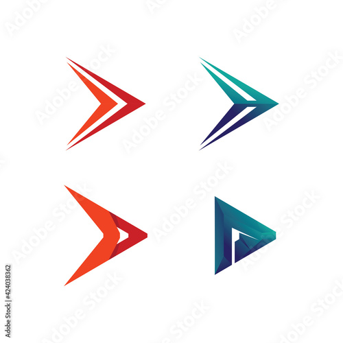 Arrow logo  design vector for music  media  play  digital audio and speed  finance  business template logo