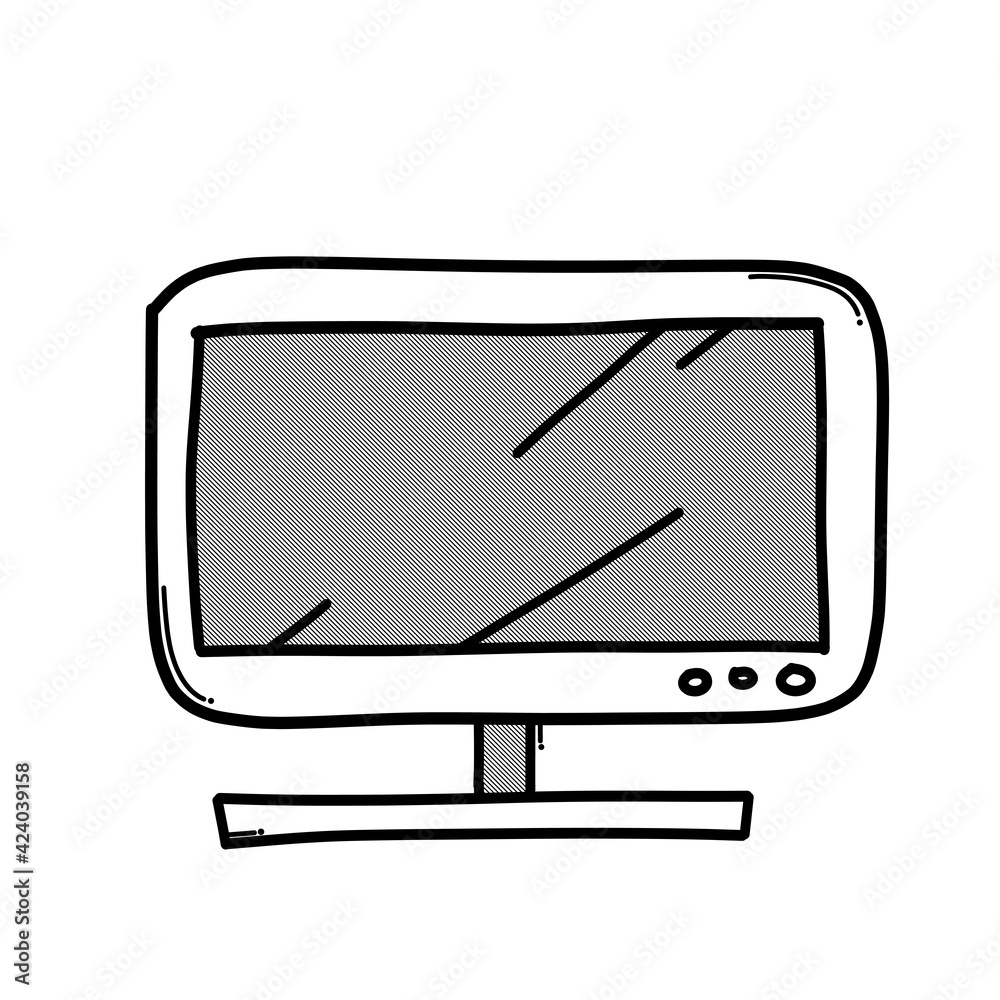 Monitor doodle vector icon. Drawing sketch illustration hand drawn line eps10 Monitor doodle vector icon. Drawing sketch illustration hand drawn line eps10