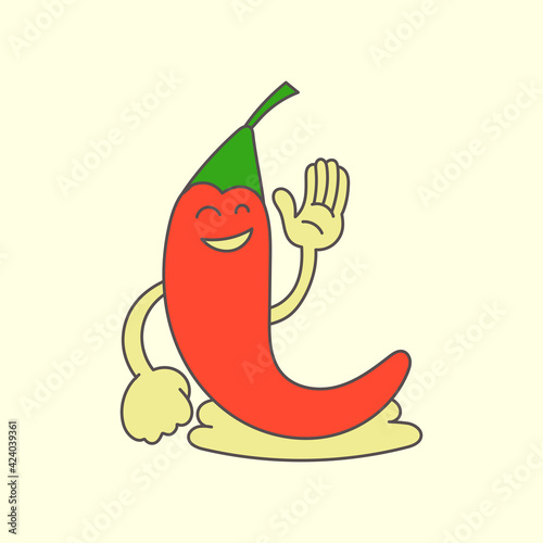 hot chili with happy emotions vector image