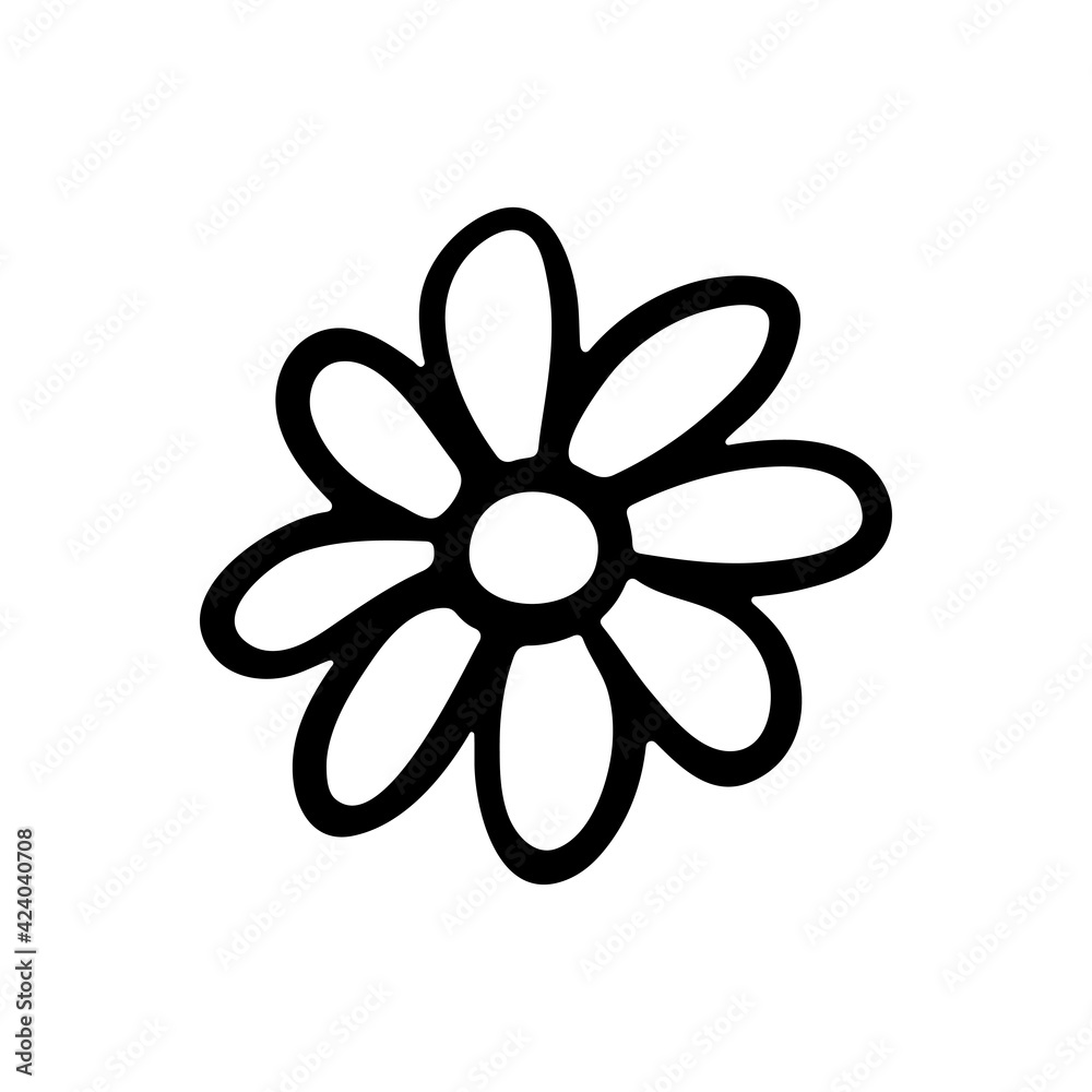Flower icon. Black outline linear sketch drawing. Vector simple flat graphic hand drawn illustration. The isolated object on a white background. Isolate. Flower icon. Black outline linear sketch drawing. Vector simple flat graphic hand drawn illustration. The isolated object on a white background. Isolate.