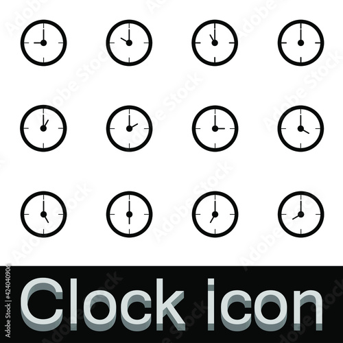 Set of the clock icon. Vector illustration.