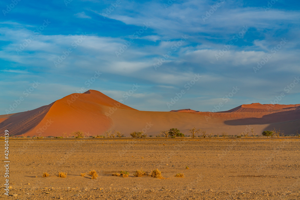 Dunes of Namib Desert at Sossusvlei in the morning time, Namibia.