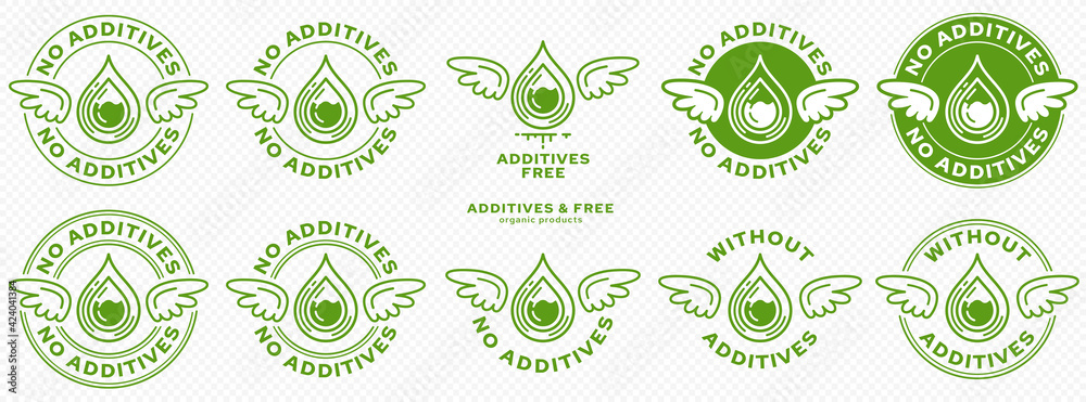 Without Additive Concept for product packaging. Labeling - without additives. The stamp ...