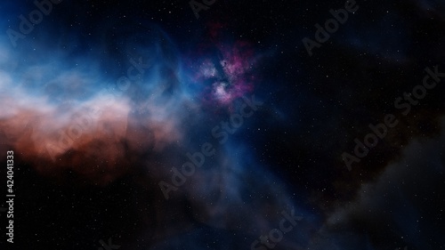 Fototapeta Naklejka Na Ścianę i Meble -  colorful space background with stars, nebula in deep space 3d render