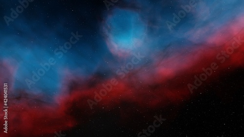 colorful space background with stars  nebula in deep space 3d render