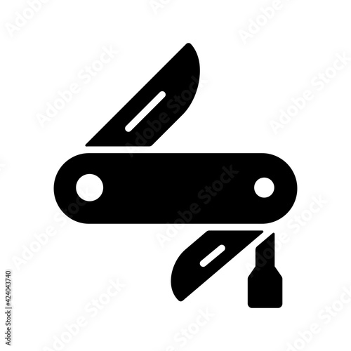 Jackknife glyph icon. Camping and Hiking sign