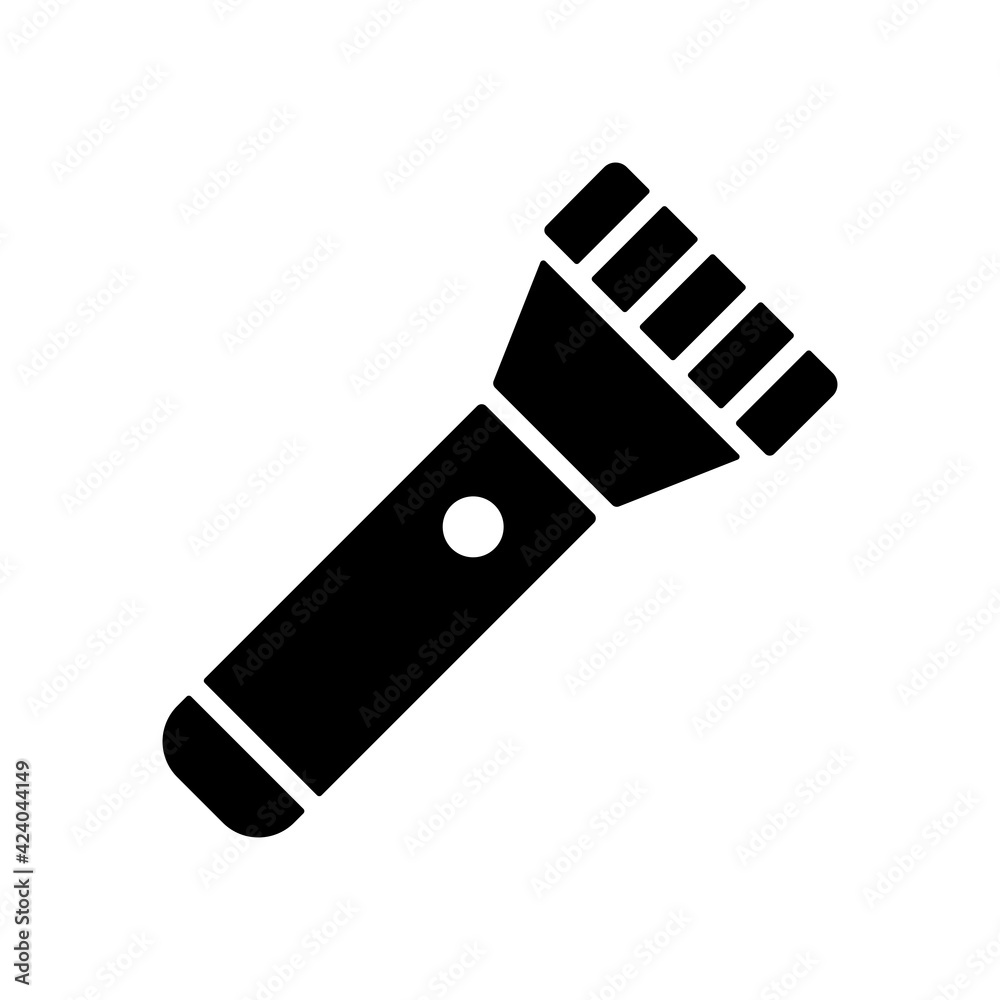 Flashlight glyph icon. Camping and Hiking sign Flashlight glyph icon. Camping and Hiking sign